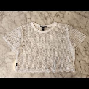 White Mesh Crop Top. Size L.